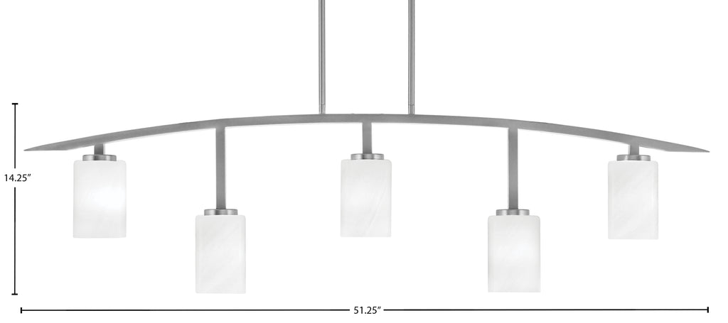 Kurve Five Light Bar in Graphite with White Marble Shade