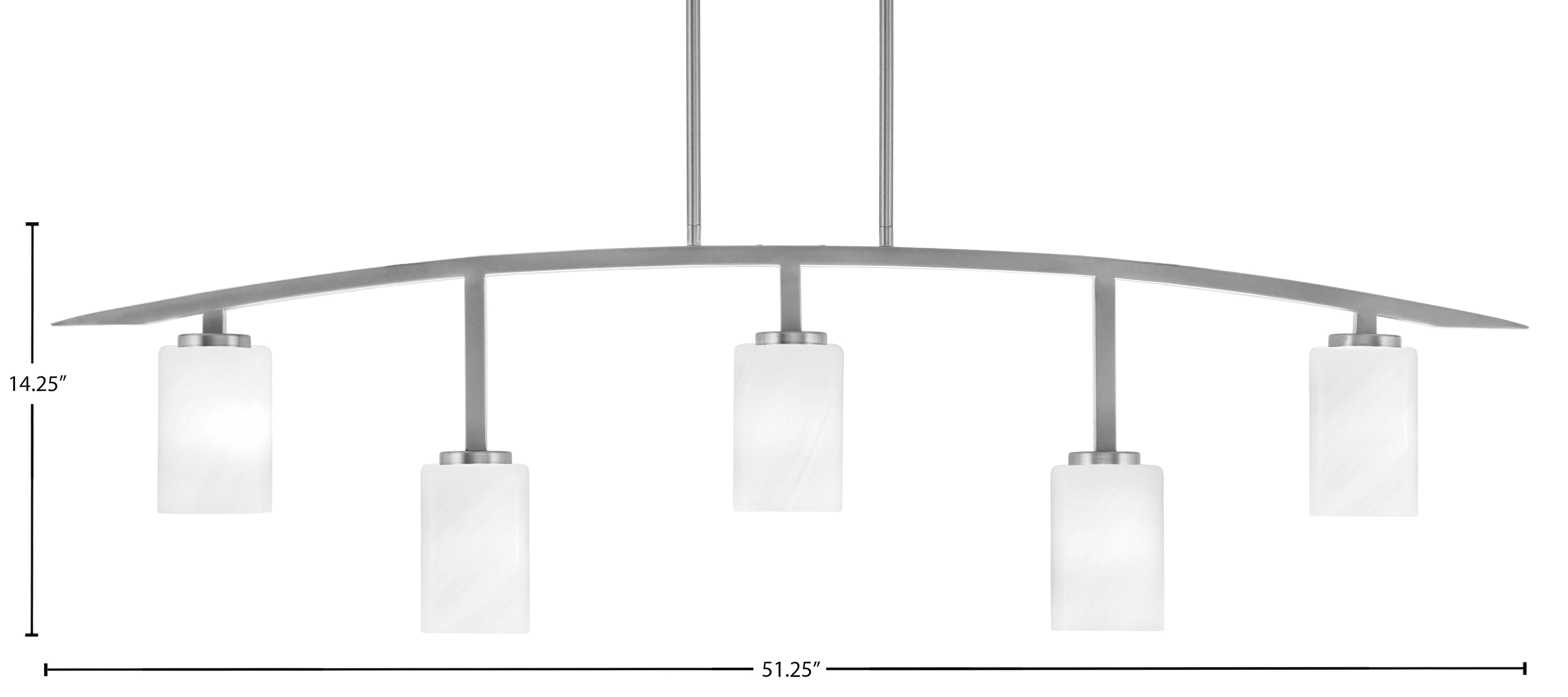 Kurve Five Light Bar in Graphite with White Marble Shade