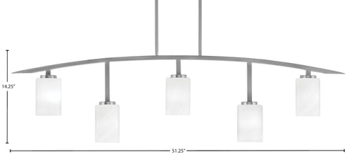 Kurve Five Light Bar in Graphite with White Marble Shade