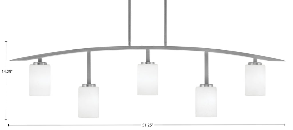 Kurve Five Light Bar in Graphite with White Muslin Shade