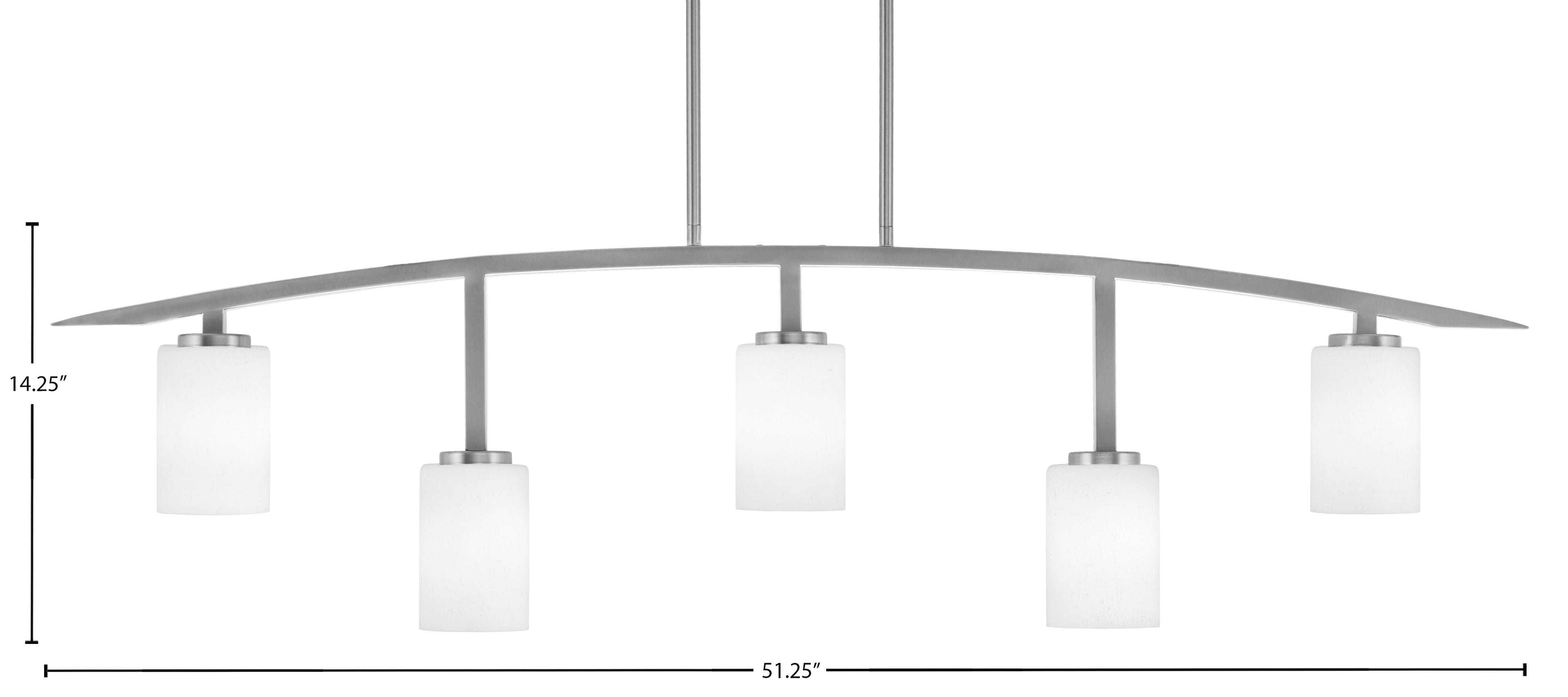 Kurve Five Light Bar in Graphite with White Muslin Shade