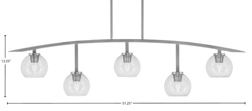 Kurve Five Light Bar in Graphite with Clear Bubble Shade