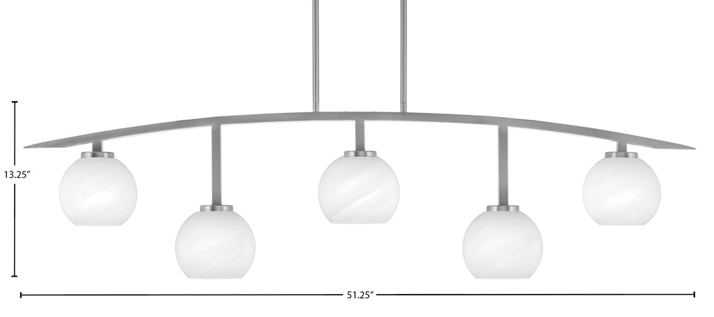 Kurve Five Light Bar in Graphite with White Marble Shade