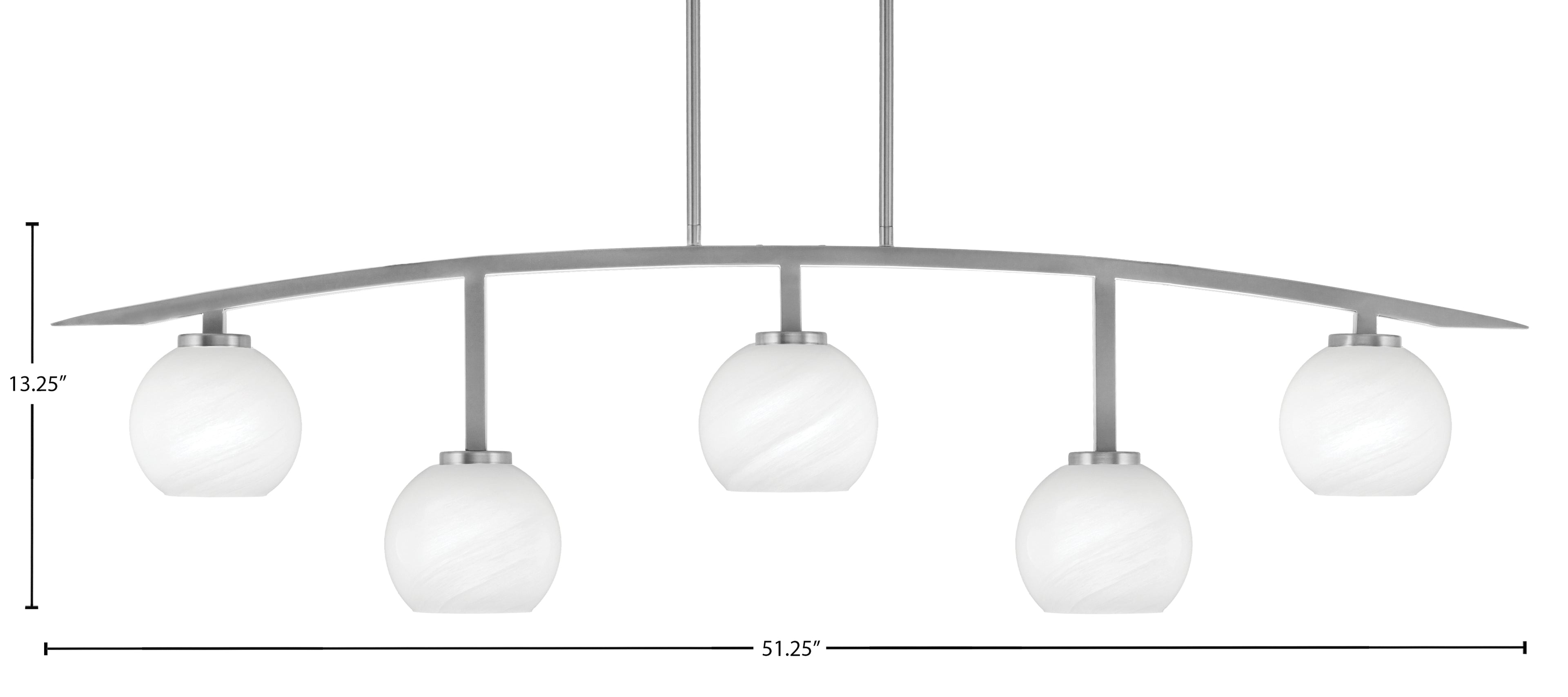 Kurve Five Light Bar in Graphite with White Marble Shade