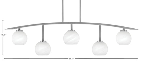 Kurve Five Light Bar in Graphite with White Marble Shade