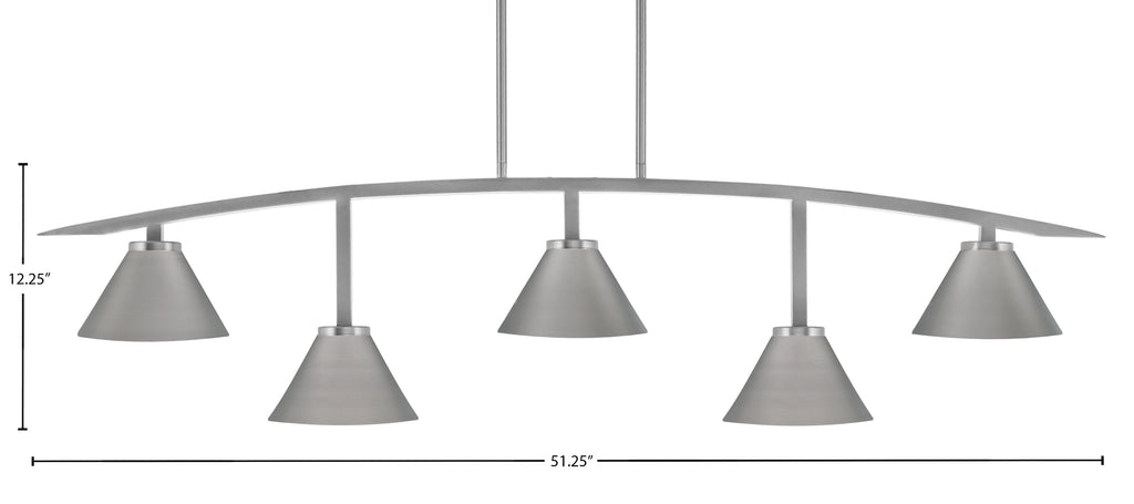 Kurve Five Light Bar in Graphite with Graphite Cone Metal Shades Shade