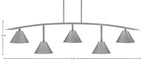 Kurve Five Light Bar in Graphite with Graphite Cone Metal Shades Shade