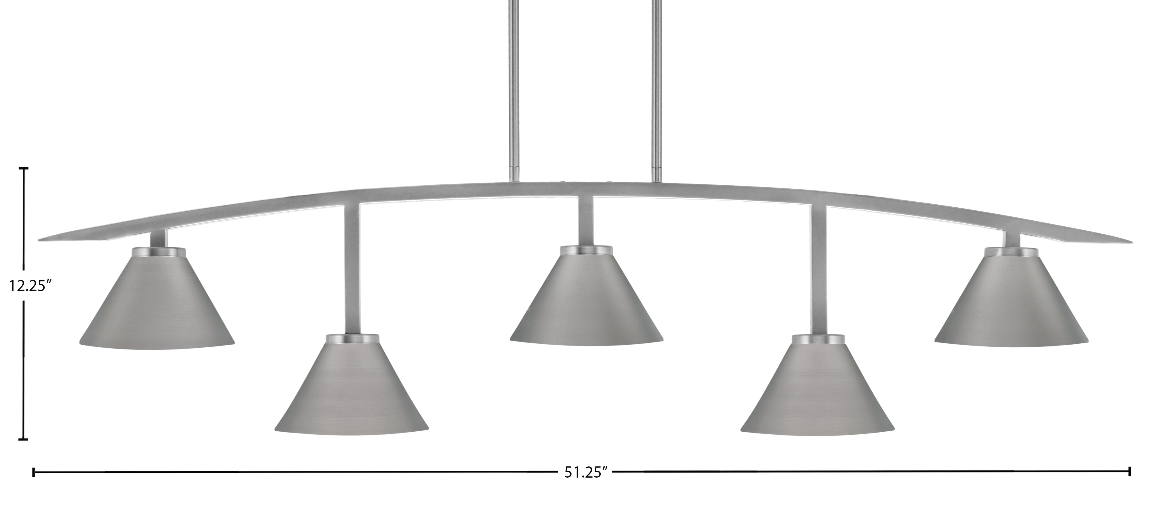 Kurve Five Light Bar in Graphite with Graphite Cone Metal Shades Shade