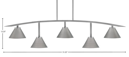 Kurve Five Light Bar in Graphite with Graphite Cone Metal Shades Shade