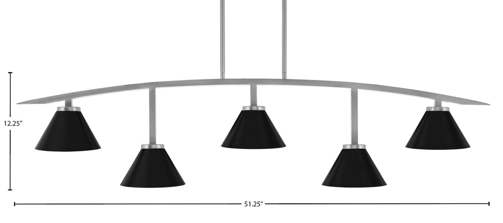Kurve Five Light Bar in Graphite with Matte Black Cone Metal Shades Shade