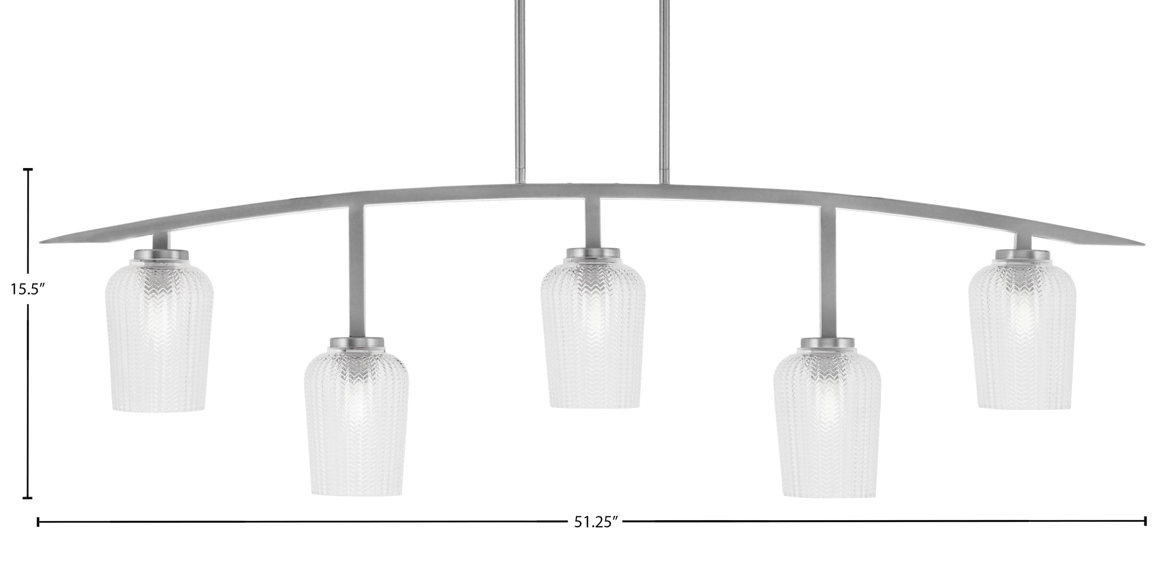 Kurve Five Light Bar in Graphite with Clear Textured Shade