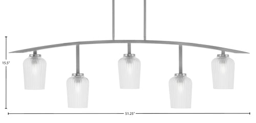 Kurve Five Light Bar in Graphite with Clear Textured Shade