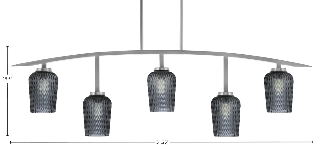 Kurve Five Light Bar in Graphite with Smoke Textured Shade