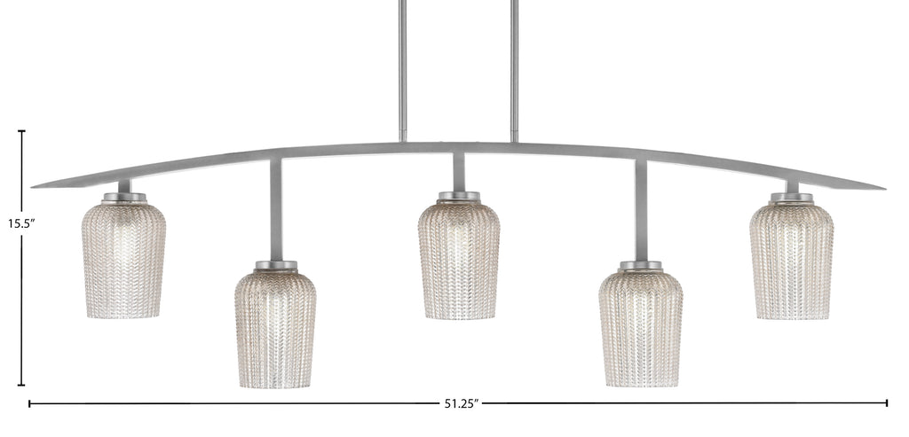 Kurve Five Light Bar in Graphite with Silver Textured Shade