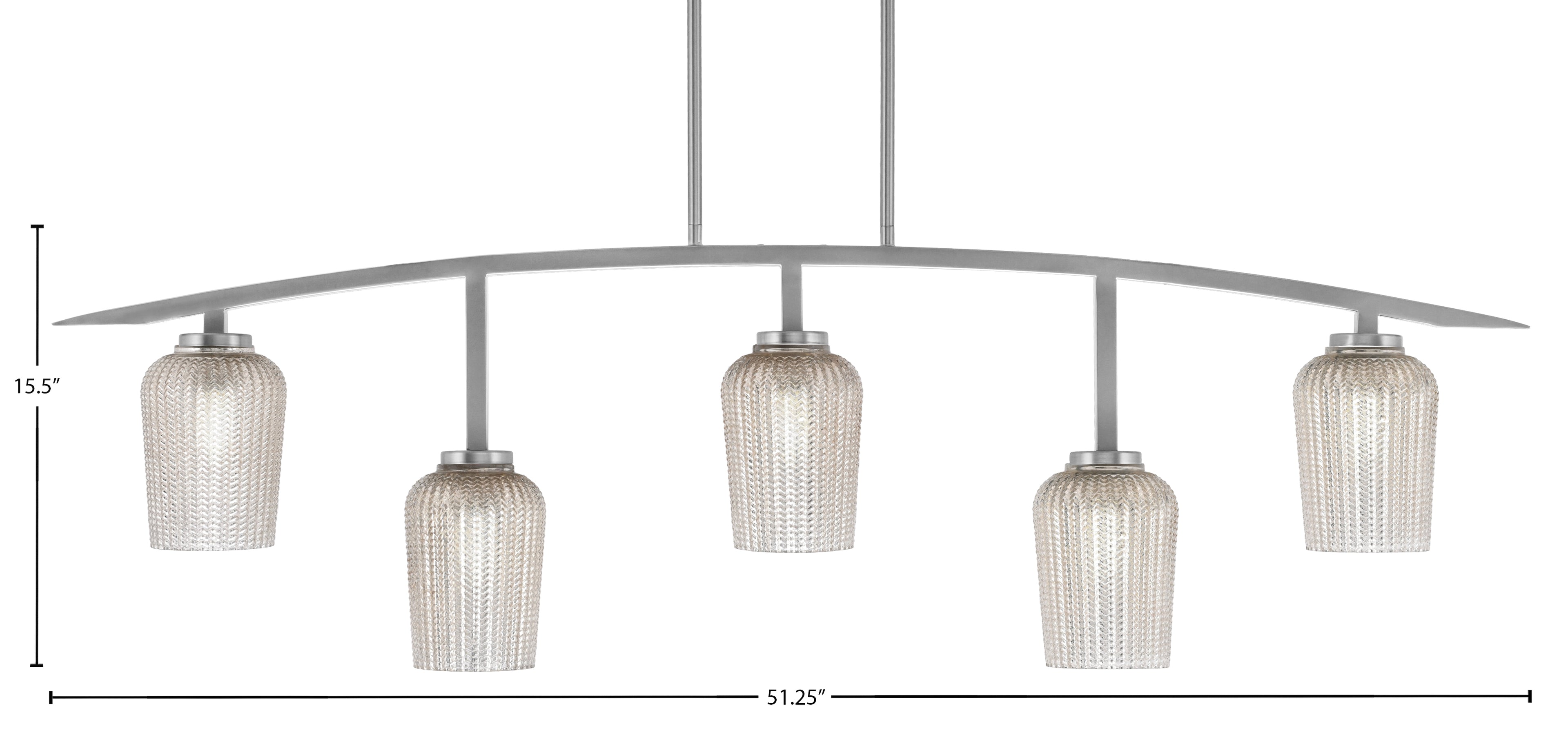 Kurve Five Light Bar in Graphite with Silver Textured Shade