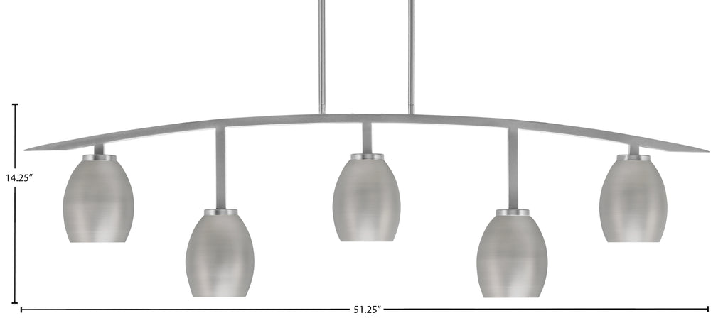 Kurve Five Light Bar in Graphite with Graphite Oval Metal Shades Shade