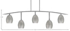 Kurve Five Light Bar in Graphite with Graphite Oval Metal Shades Shade