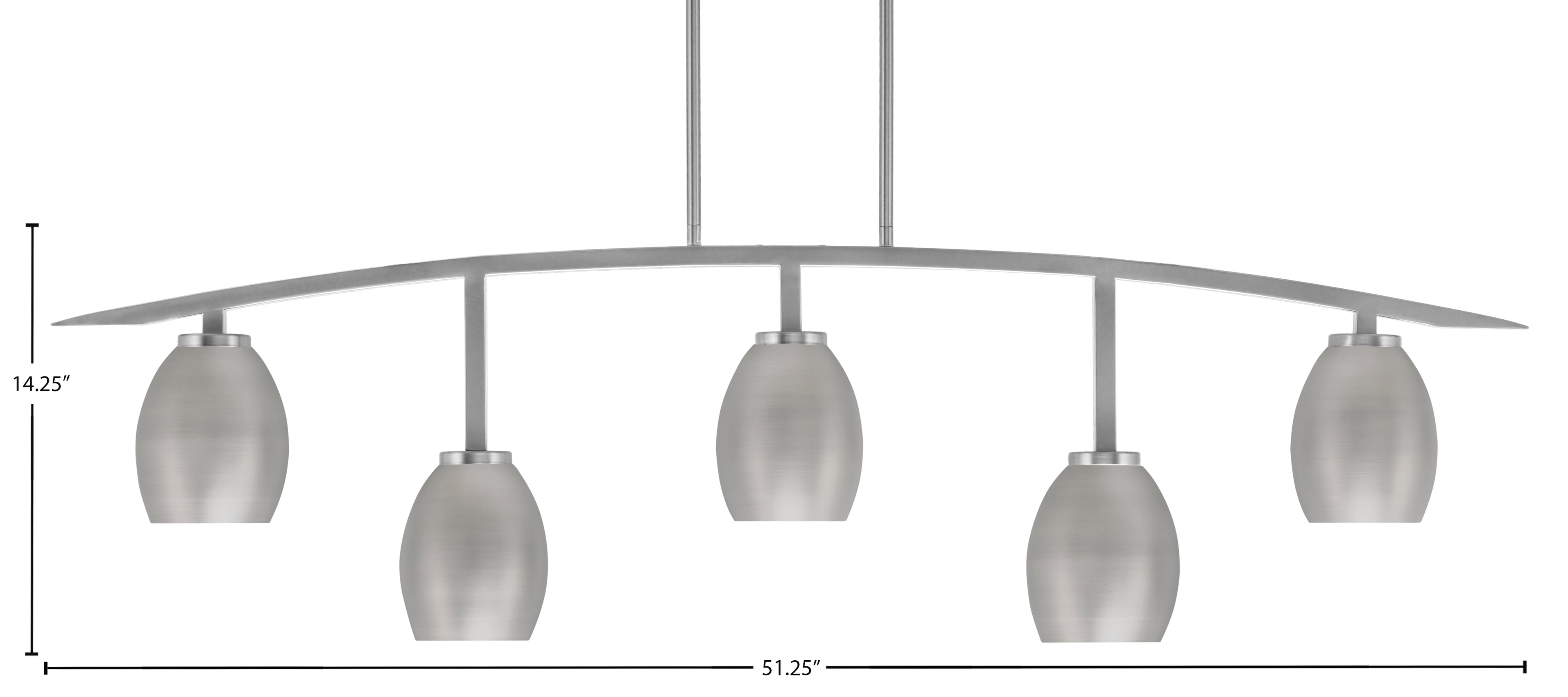 Kurve Five Light Bar in Graphite with Graphite Oval Metal Shades Shade