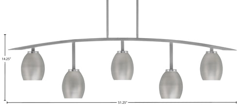 Kurve Five Light Bar in Graphite with Graphite Oval Metal Shades Shade