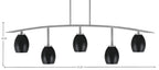 Kurve Five Light Bar in Graphite with Matte Black Oval Metal Shades Shade