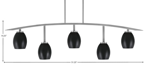 Kurve Five Light Bar in Graphite with Matte Black Oval Metal Shades Shade