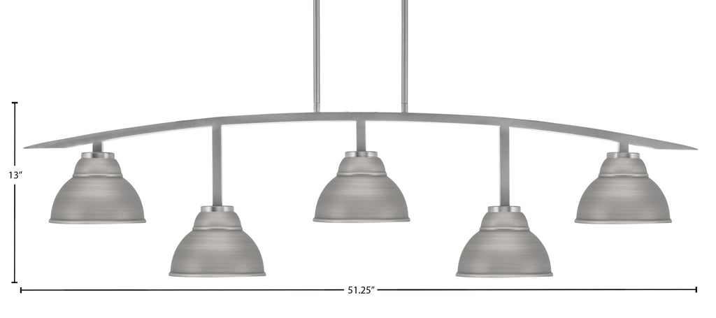Kurve Five Light Bar in Graphite with Graphite Double Bubble Metal Shades Shade