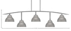 Kurve Five Light Bar in Graphite with Graphite Double Bubble Metal Shades Shade