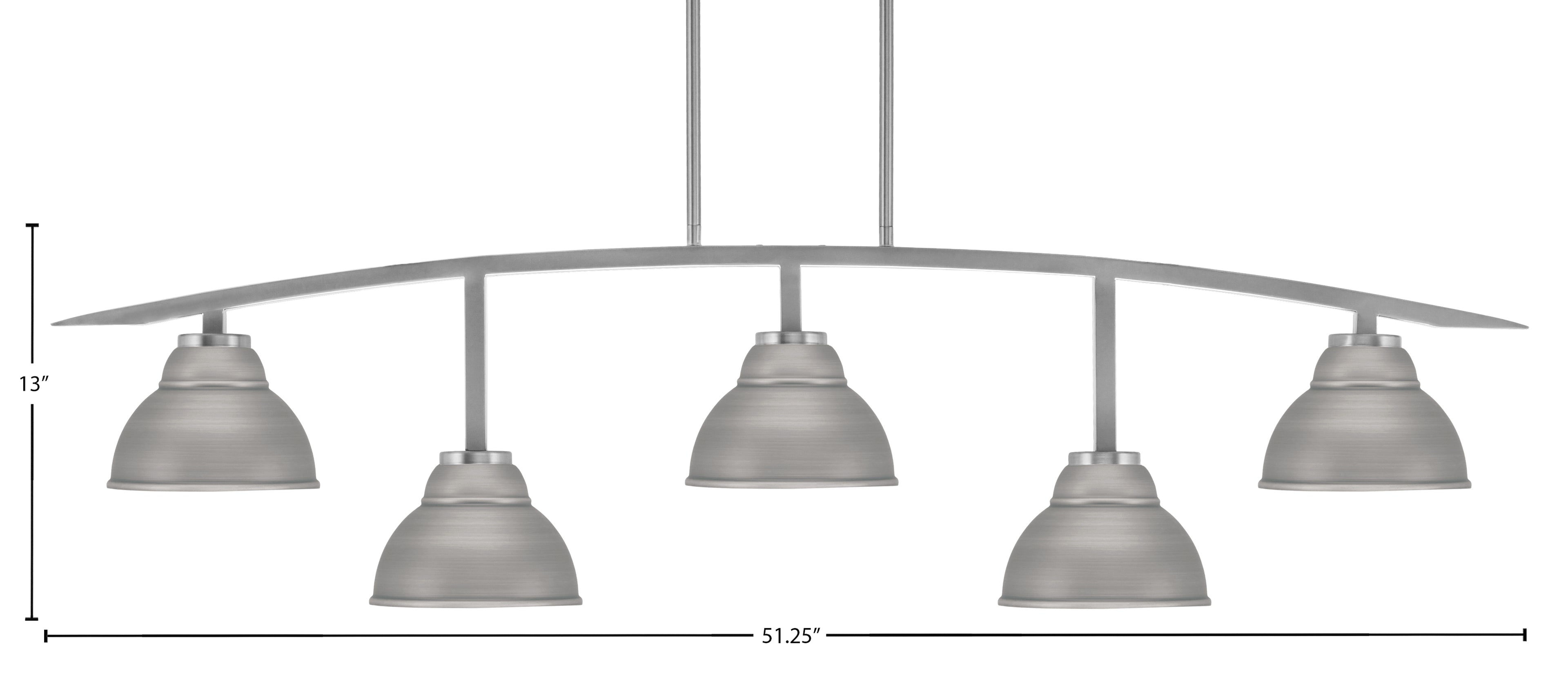 Kurve Five Light Bar in Graphite with Graphite Double Bubble Metal Shades Shade