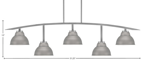 Kurve Five Light Bar in Graphite with Graphite Double Bubble Metal Shades Shade