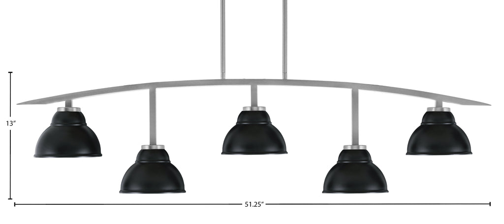 Kurve Five Light Bar in Graphite with Matte Black Double Bubble Metal Shades Shade