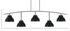 Kurve Five Light Bar in Graphite with Matte Black Double Bubble Metal Shades Shade