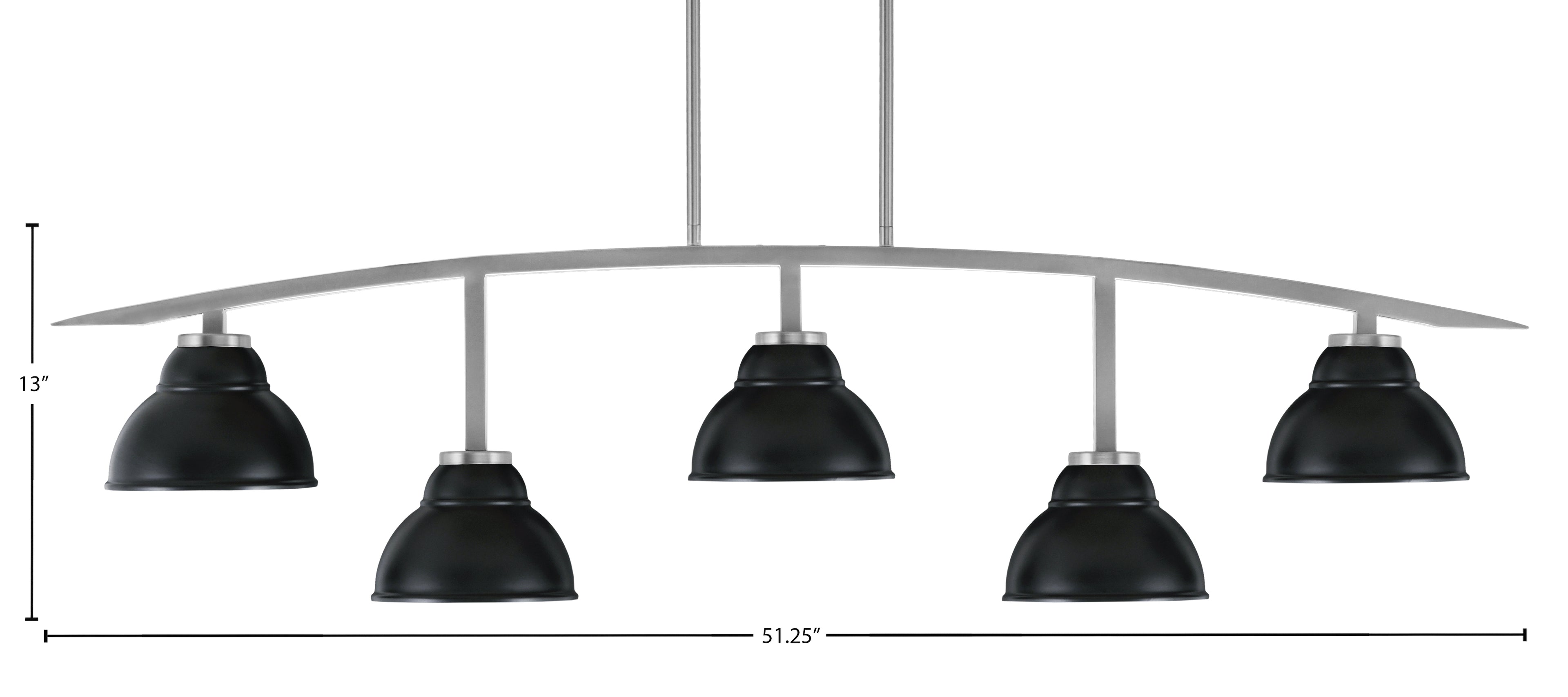 Kurve Five Light Bar in Graphite with Matte Black Double Bubble Metal Shades Shade