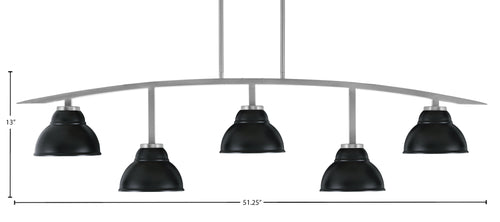 Kurve Five Light Bar in Graphite with Matte Black Double Bubble Metal Shades Shade