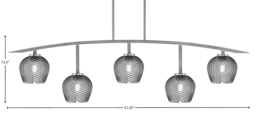 Kurve Five Light Bar in Graphite with Smoke Textured Shade
