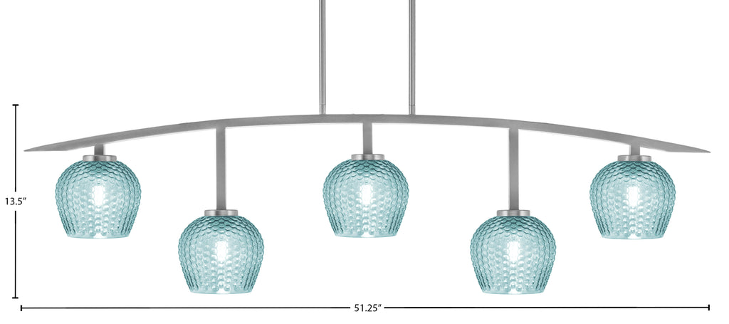 Kurve Five Light Bar in Graphite with Turquoise Textured Shade