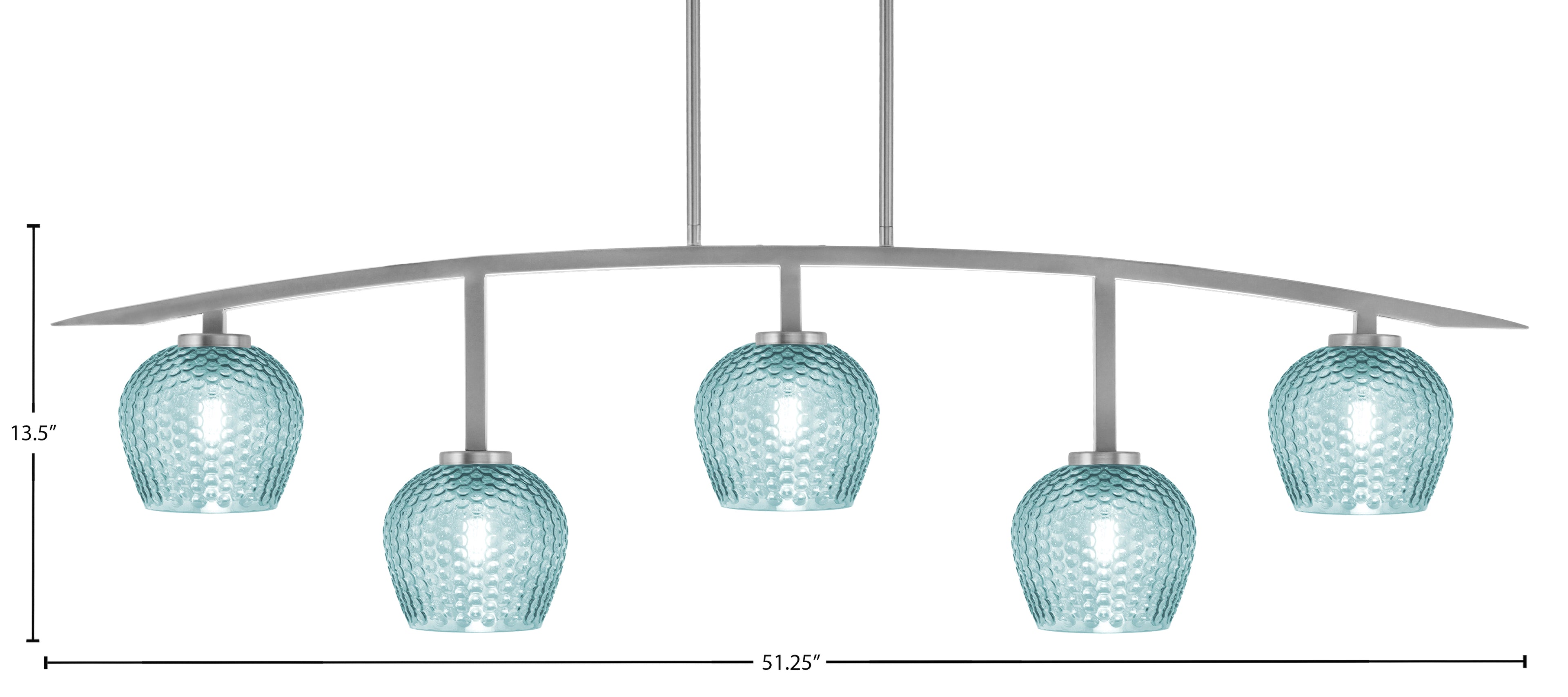 Kurve Five Light Bar in Graphite with Turquoise Textured Shade