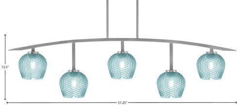 Kurve Five Light Bar in Graphite with Turquoise Textured Shade