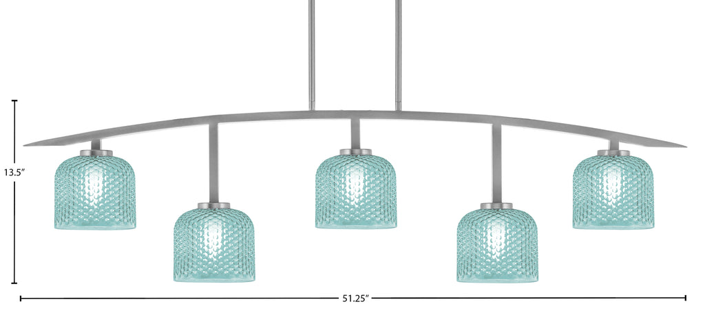 Kurve Five Light Bar in Graphite with Turquoise Textured Shade