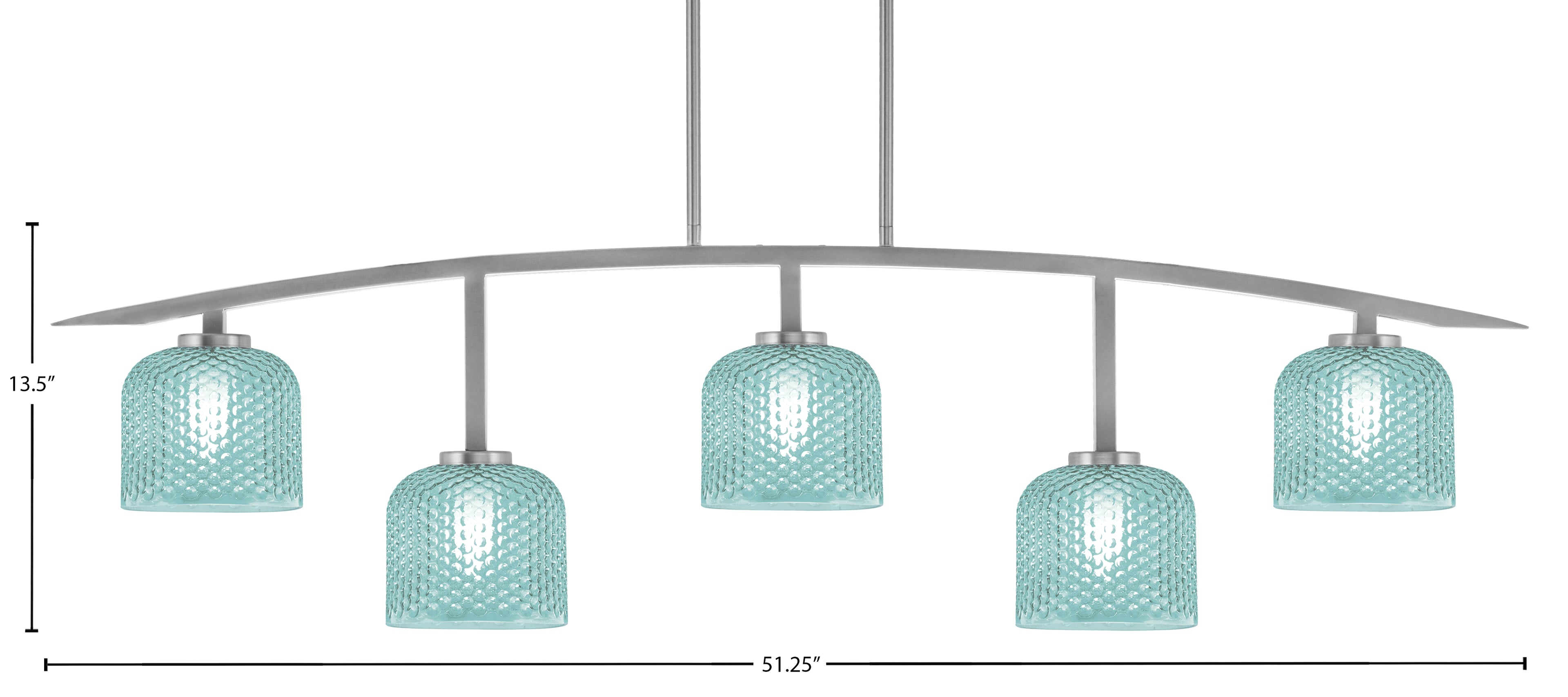 Kurve Five Light Bar in Graphite with Turquoise Textured Shade