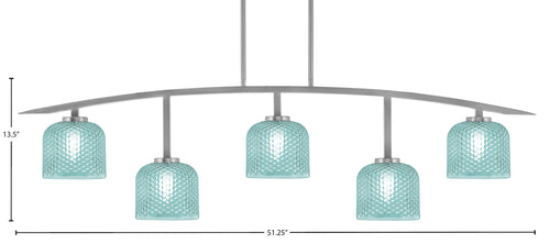 Kurve Five Light Bar in Graphite with Turquoise Textured Shade