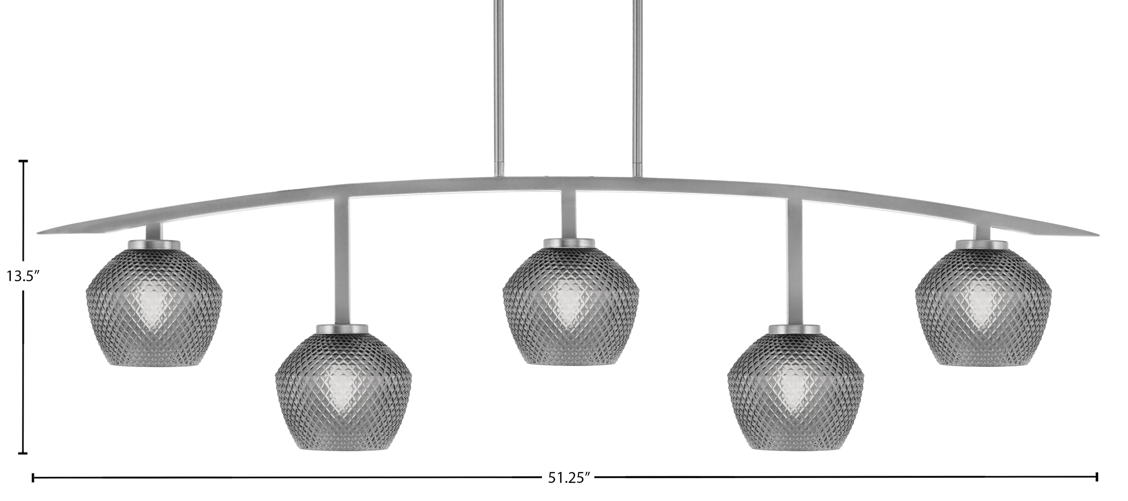 Kurve Five Light Bar in Graphite with Smoke Textured Shade