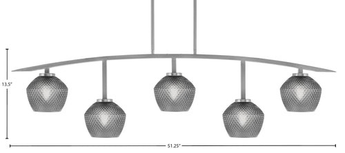 Kurve Five Light Bar in Graphite with Smoke Textured Shade