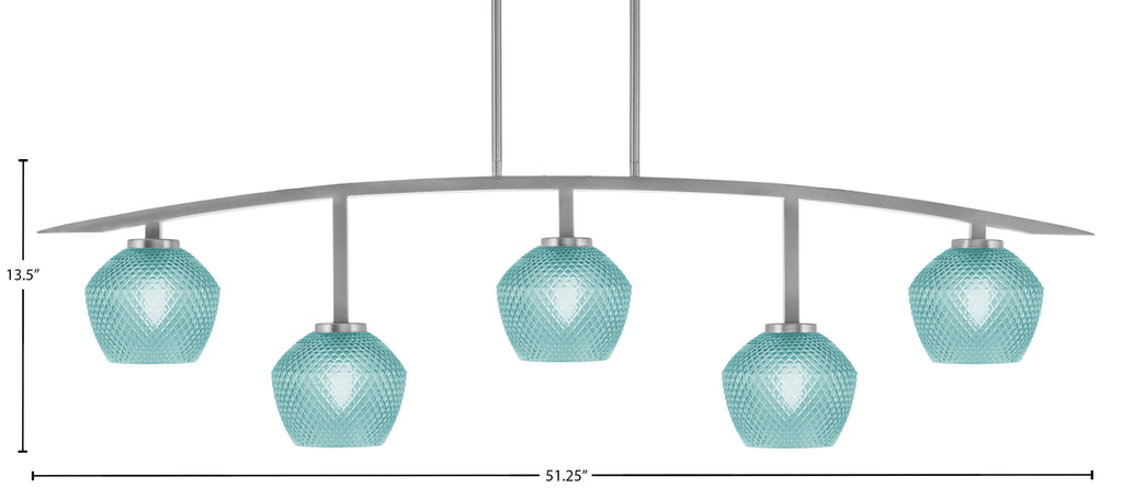 Kurve Five Light Bar in Graphite with Turquoise Textured Shade