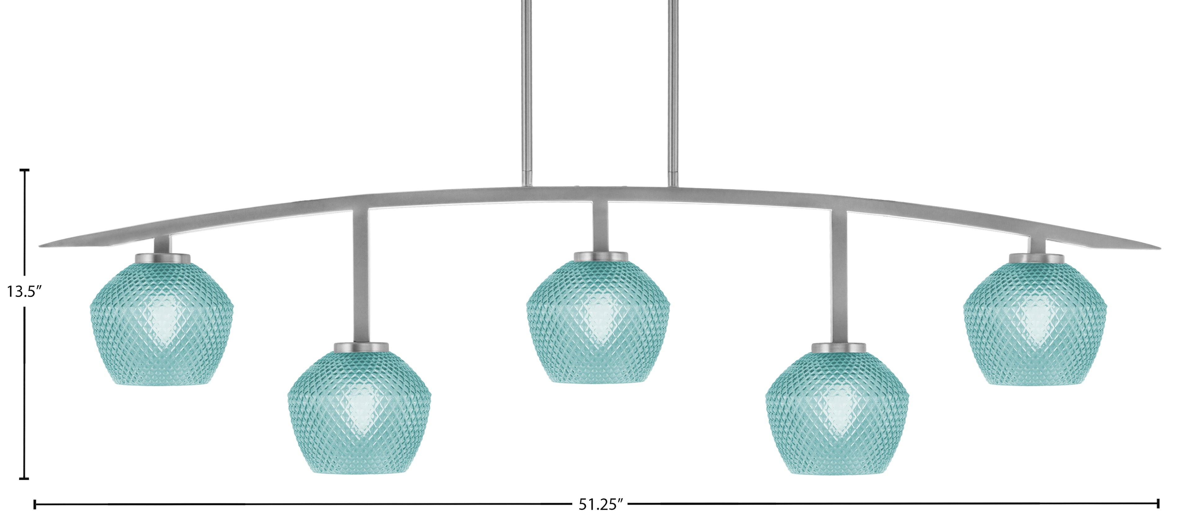 Kurve Five Light Bar in Graphite with Turquoise Textured Shade