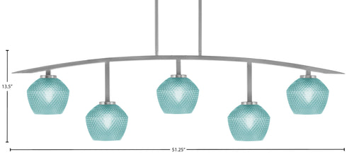 Kurve Five Light Bar in Graphite with Turquoise Textured Shade