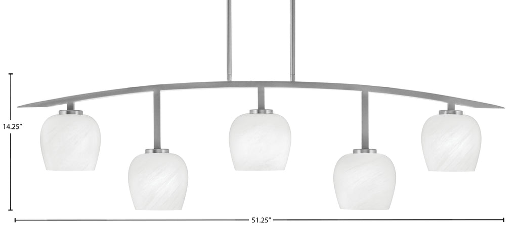 Kurve Five Light Bar in Graphite with White Marble Shade