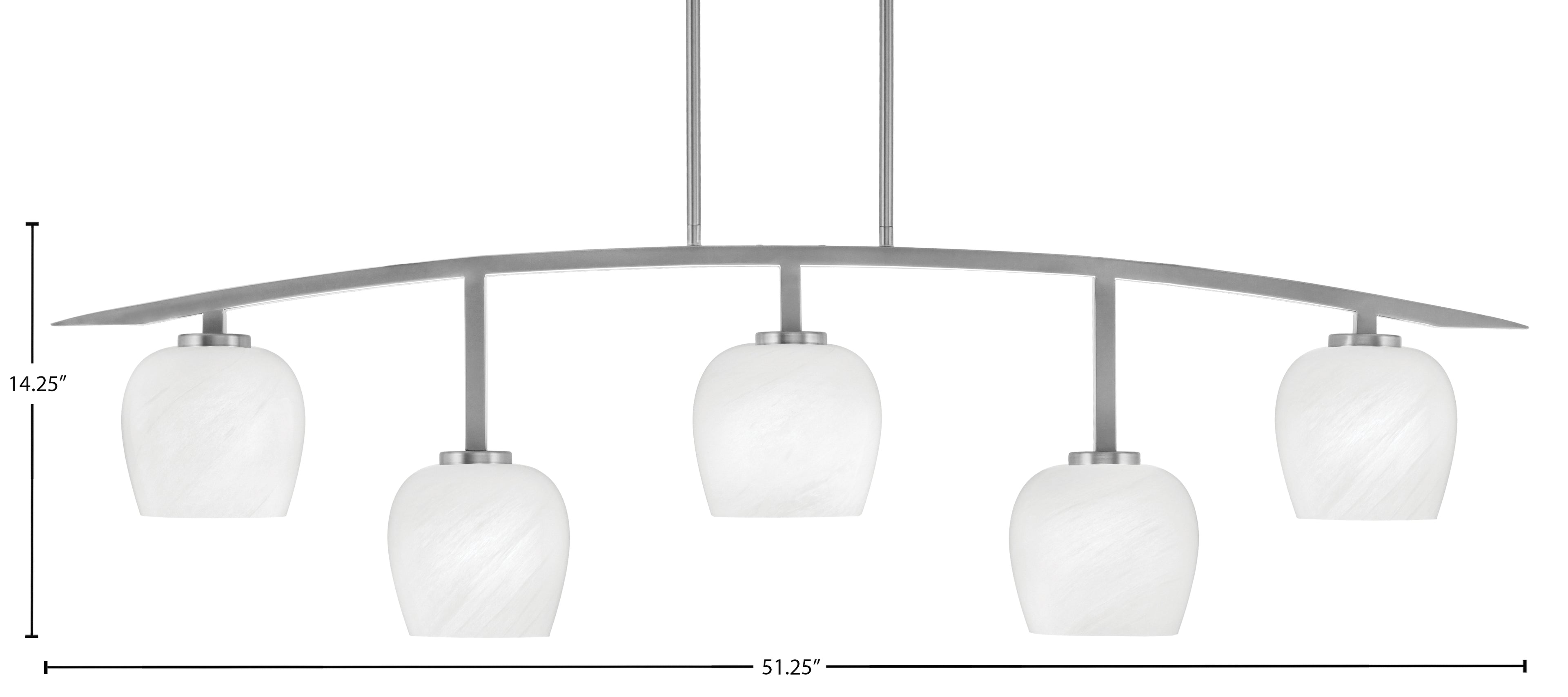 Kurve Five Light Bar in Graphite with White Marble Shade