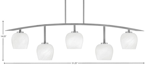 Kurve Five Light Bar in Graphite with White Marble Shade