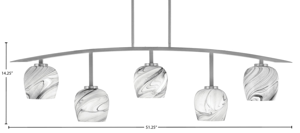 Kurve Five Light Bar in Graphite with 6" Onyx Swirl Shade