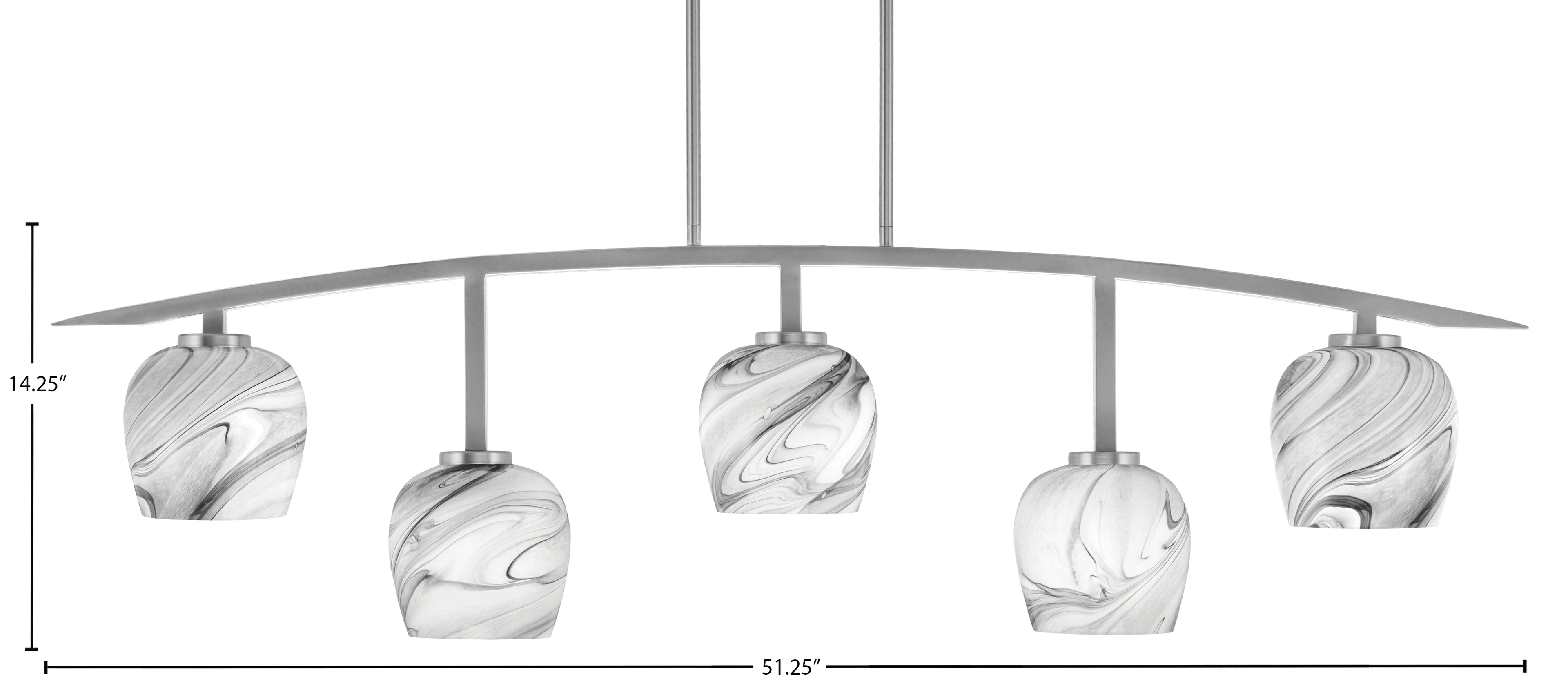 Kurve Five Light Bar in Graphite with 6" Onyx Swirl Shade